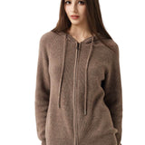 30% Cashmere 70% Merino Wool Zip Hooded Cardigan