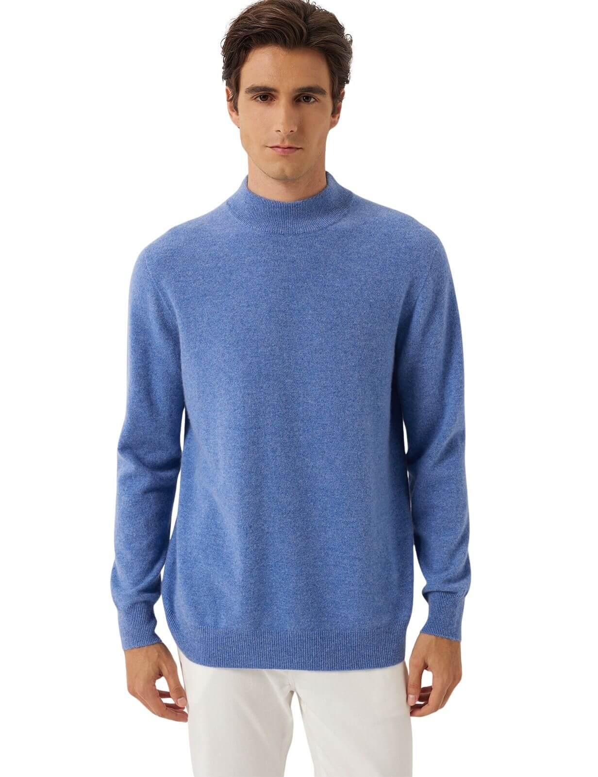100% Cashmere Mock Neck Seamless Knit Sweater