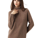 Pull à col roulé sans couture 100 % laine mérinos
