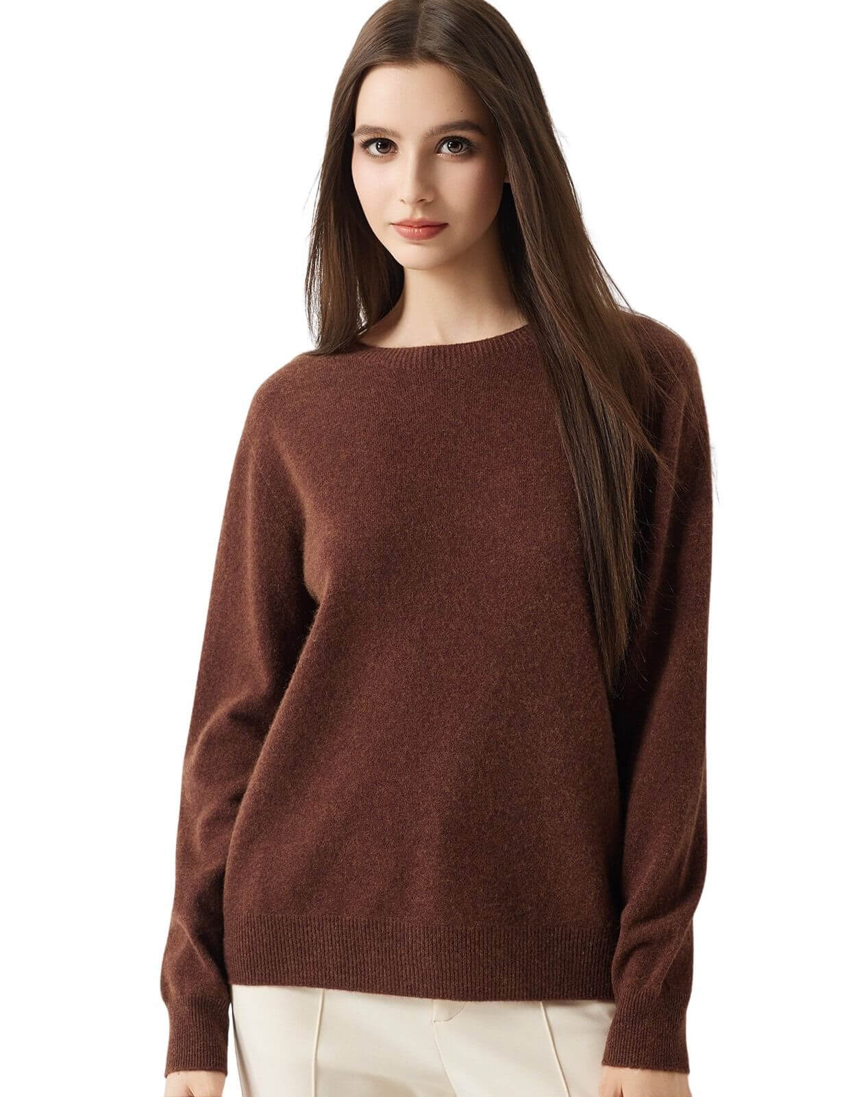 30% Cashmere 70% Merino Wool Seamless Crew Neck Sweater