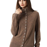 Cardigan de malha 100% lã Merino com gola alta