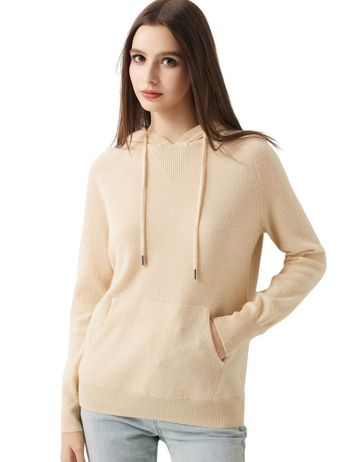 30% Cashmere 70% Merino Wool Hooded Knit Sweater