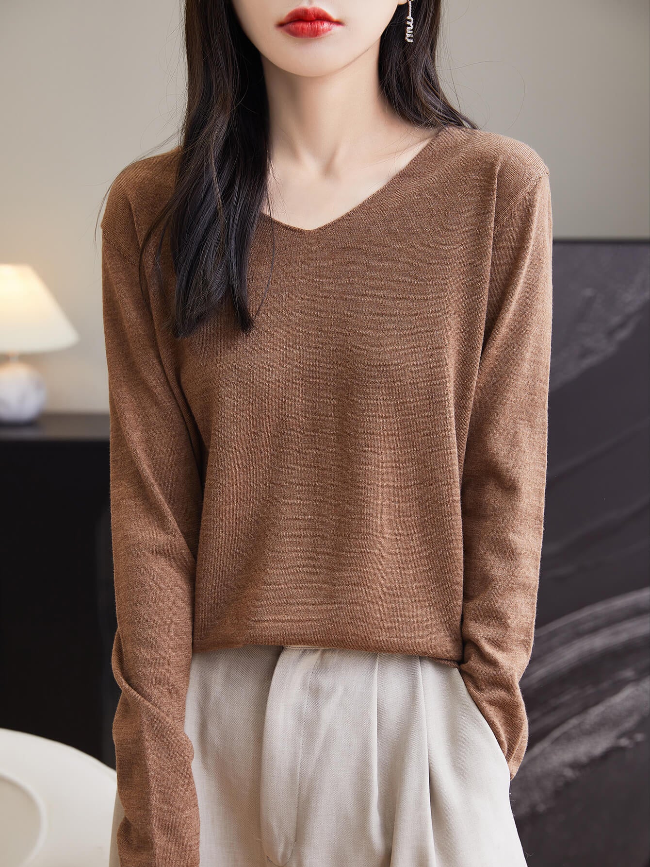 100% Merino Wool V-Neck Sweater