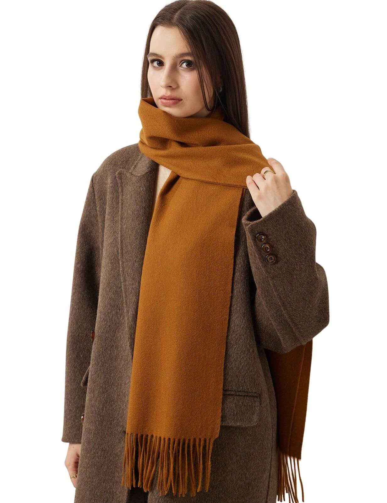 100% Merino Wool Scarf Solid Warm Ultra-Soft