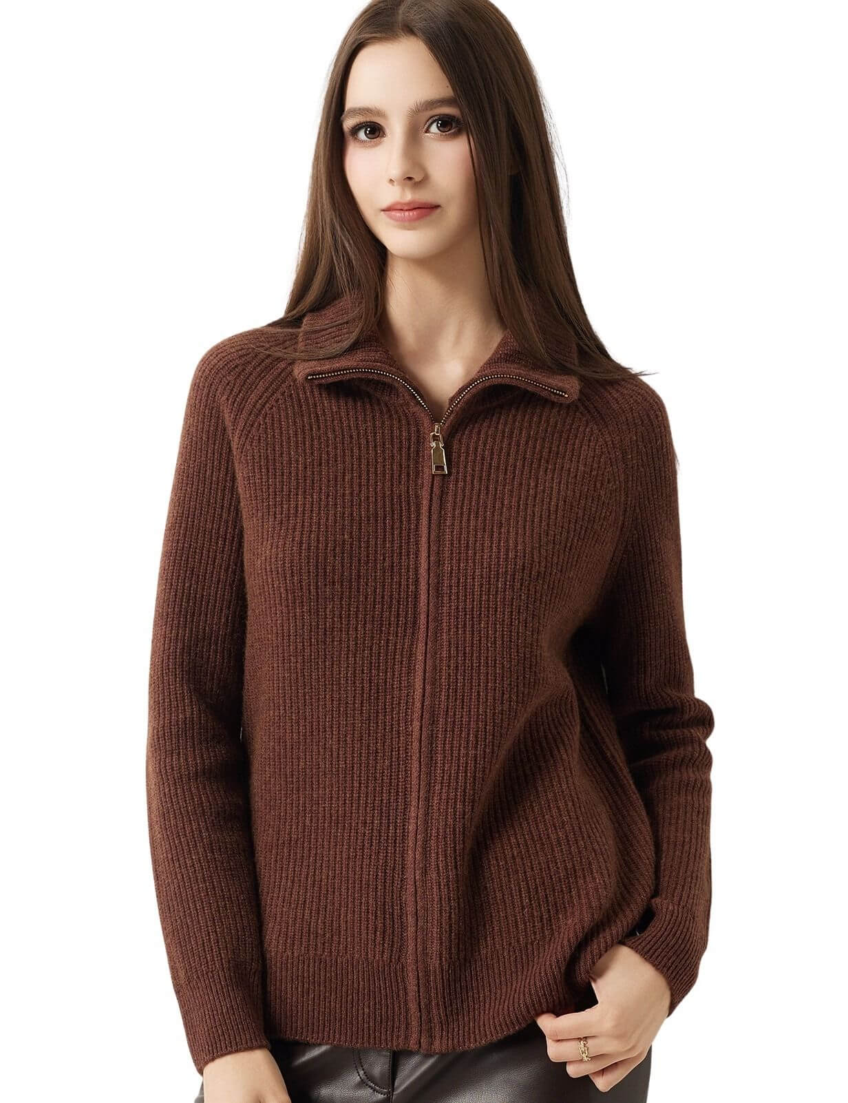30% Cashmere 70% Merino Wool Turtle Neck Cardigan