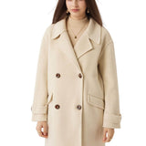 Double-Breasted 100% Merino Wool Mid Pea Coat