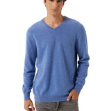 100% Cashmere V Neck Seamless Knit Sweater