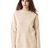 Pull à col rond sans couture 100 % laine mérinos