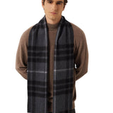 100% Cashmere Long Plaid Tassel Warm Knit Scarf