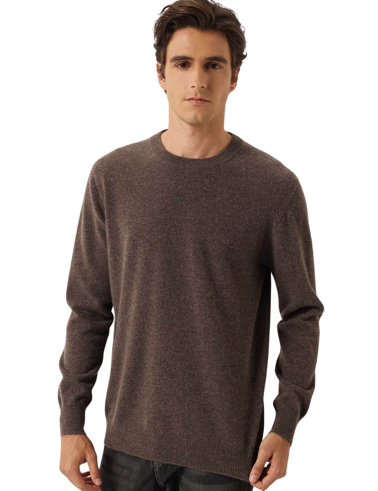100% Cashmere Crew Neck Seamless Knit Sweater