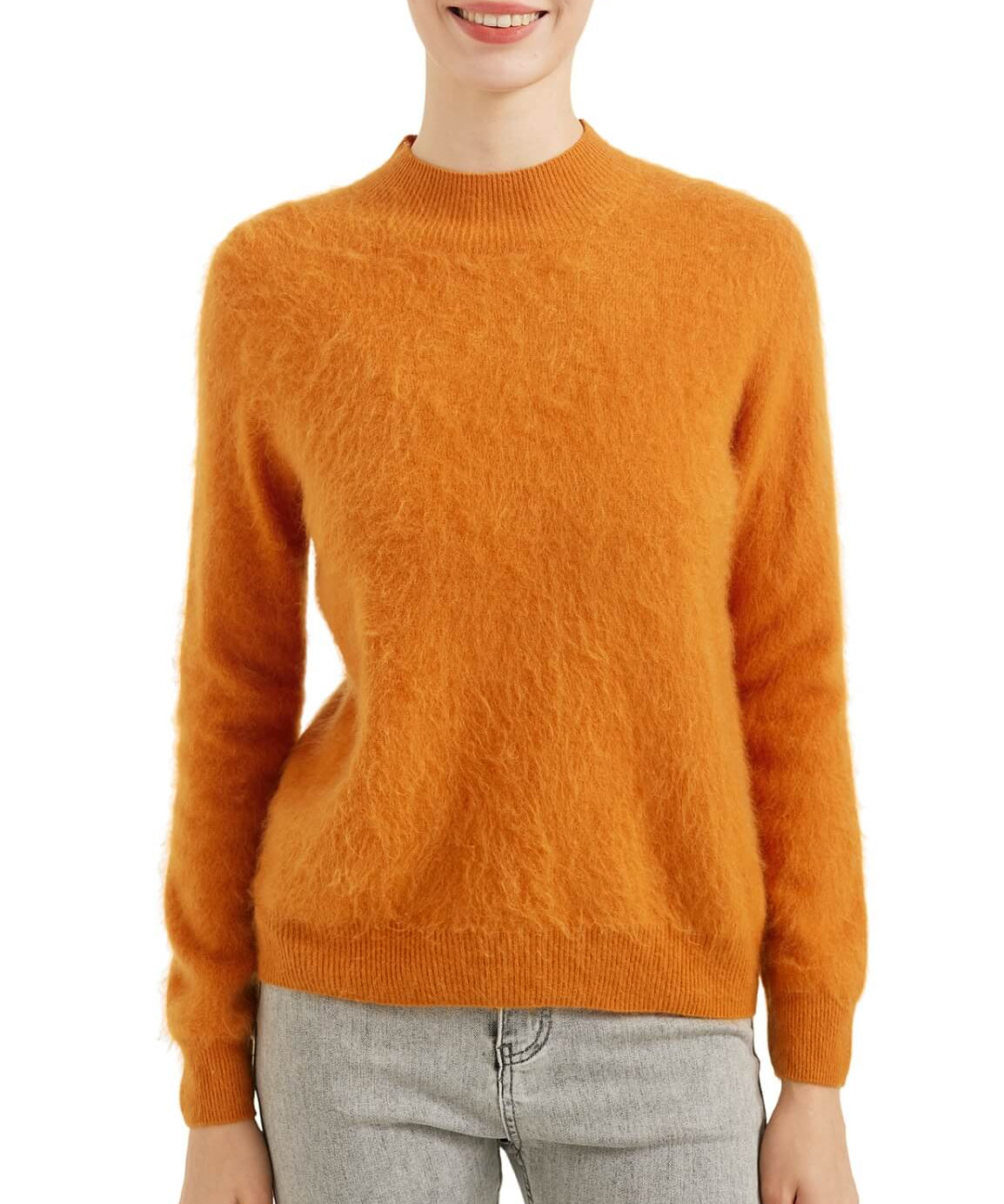 Chanyarn Women's 100% Merino Wool Luxury Soft Fall Winter Warm Long Sleeve Mock Neck Brushed Fuzzy Pullover Sweater