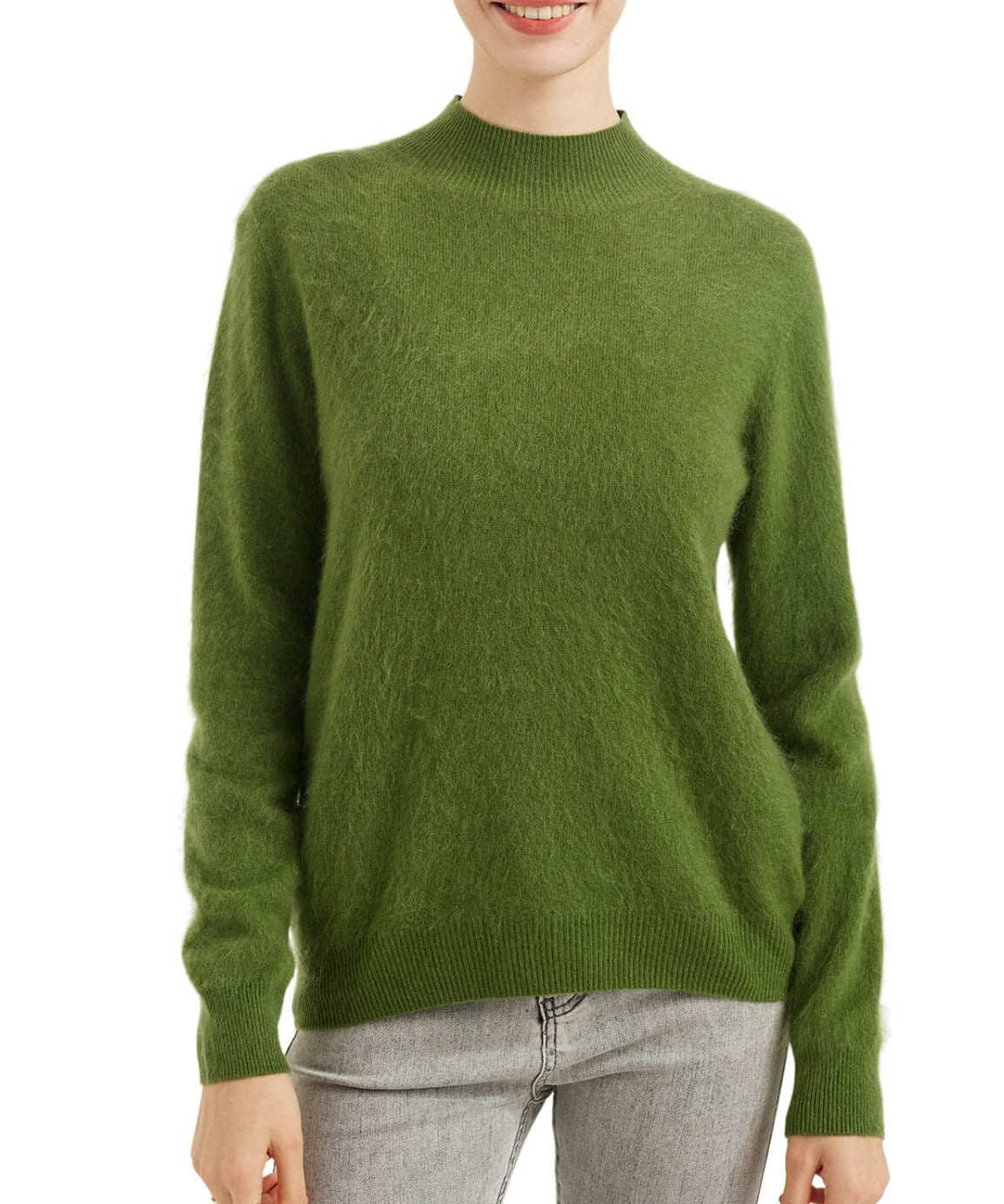 Chanyarn Women's 100% Merino Wool Luxury Soft Fall Winter Warm Long Sleeve Mock Neck Brushed Fuzzy Pullover Sweater