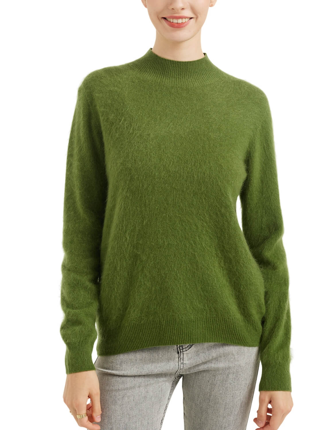 Chanyarn Women's 100% Merino Wool Luxury Soft Fall Winter Warm Long Sleeve Mock Neck Brushed Fuzzy Pullover Sweater