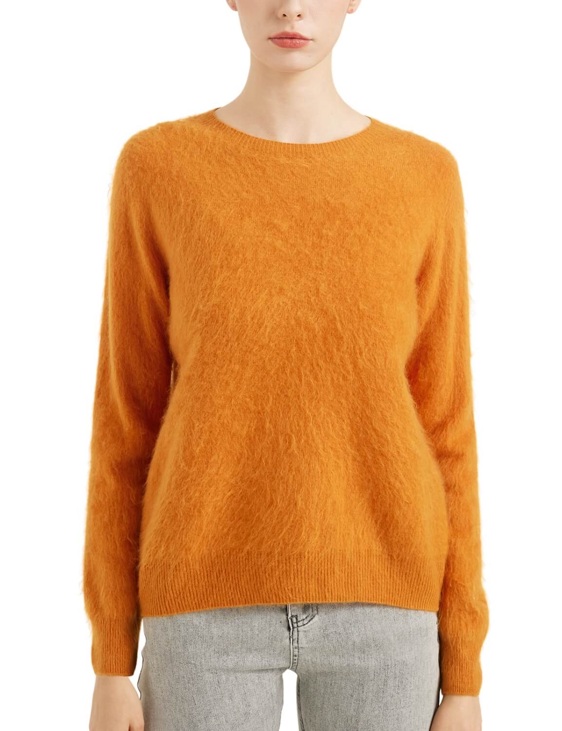 Chanyarn Women's 100% Merino Wool Luxury Soft Fall Winter Warm Crewneck Long Sleeve Brushed Fuzzy Pullover Sweater