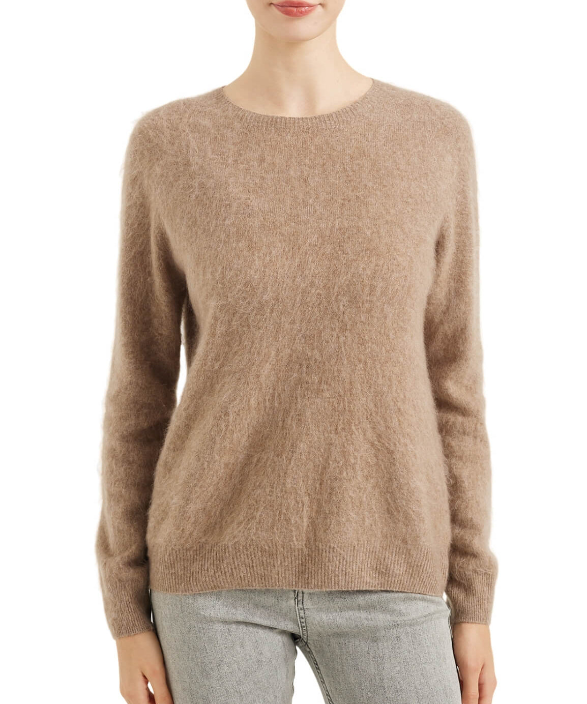 Chanyarn Women's 100% Merino Wool Luxury Soft Fall Winter Warm Crewneck Long Sleeve Brushed Fuzzy Pullover Sweater