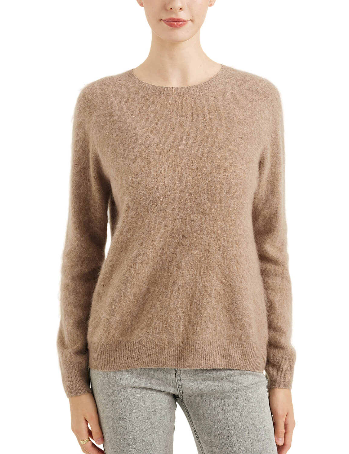 Chanyarn Women's 100% Merino Wool Luxury Soft Fall Winter Warm Crewneck Long Sleeve Brushed Fuzzy Pullover Sweater