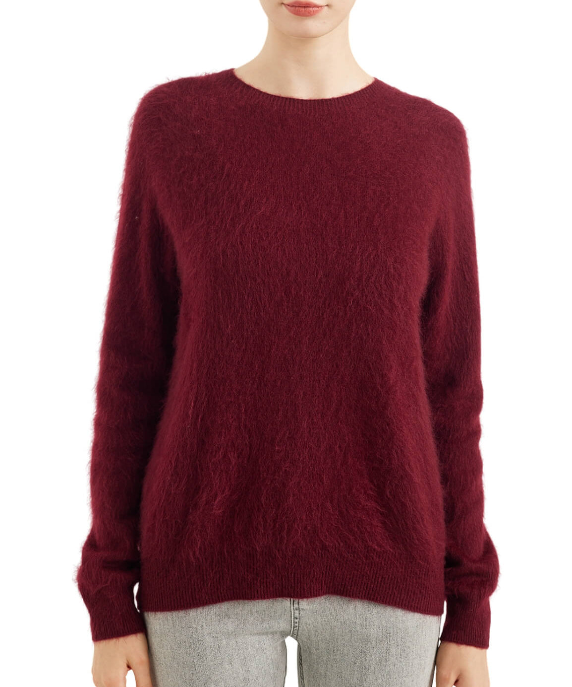 Chanyarn Women's 100% Merino Wool Luxury Soft Fall Winter Warm Crewneck Long Sleeve Brushed Fuzzy Pullover Sweater