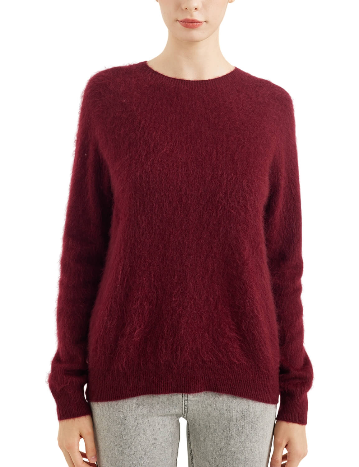 Chanyarn Women's 100% Merino Wool Luxury Soft Fall Winter Warm Crewneck Long Sleeve Brushed Fuzzy Pullover Sweater