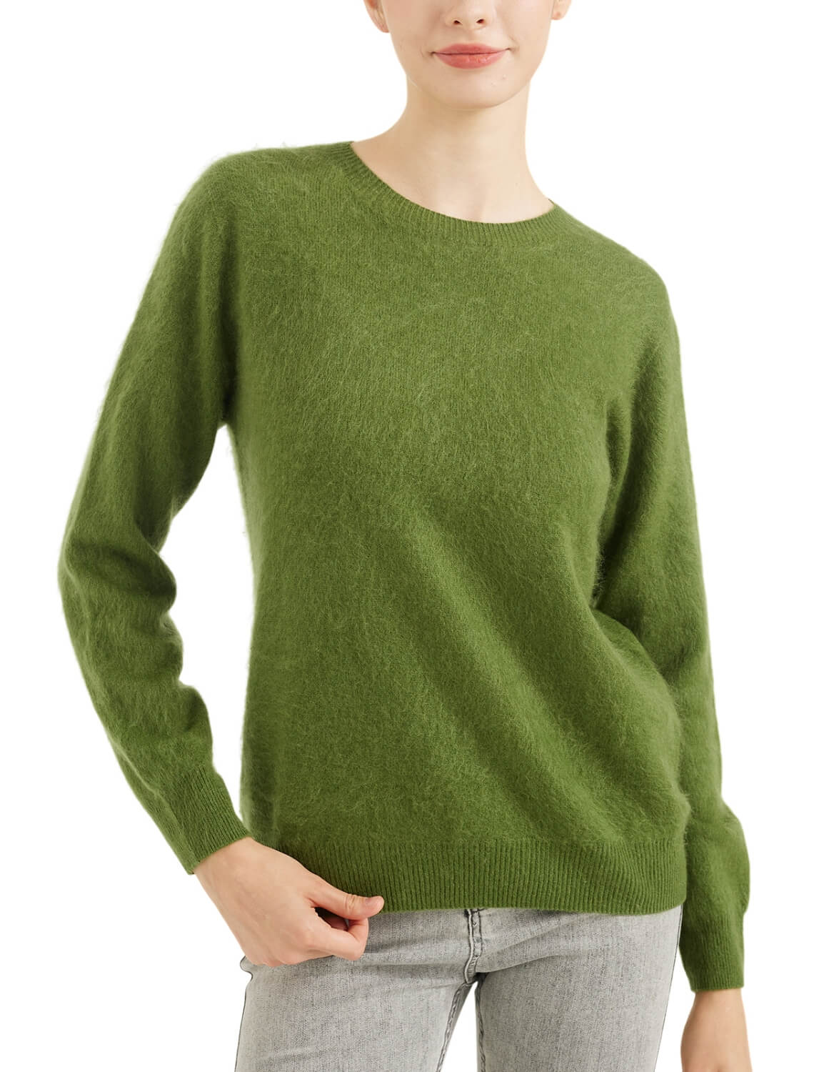 Chanyarn Women's 100% Merino Wool Luxury Soft Fall Winter Warm Crewneck Long Sleeve Brushed Fuzzy Pullover Sweater