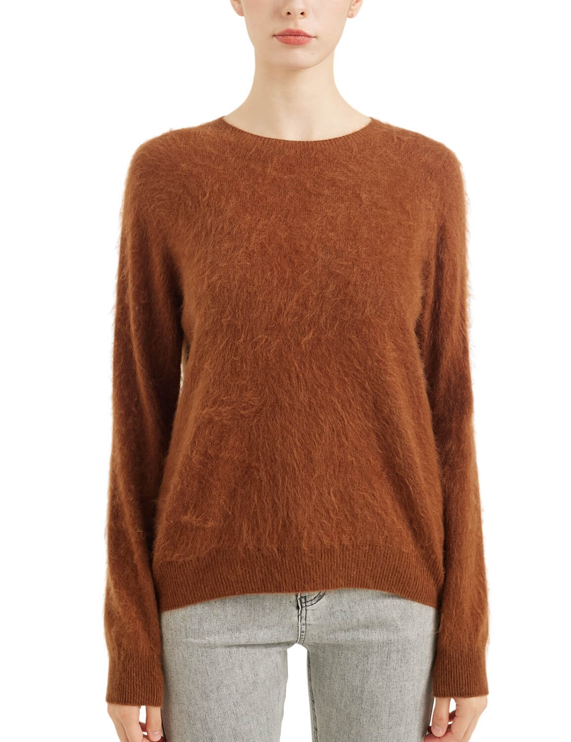 Chanyarn Women's 100% Merino Wool Luxury Soft Fall Winter Warm Crewneck Long Sleeve Brushed Fuzzy Pullover Sweater