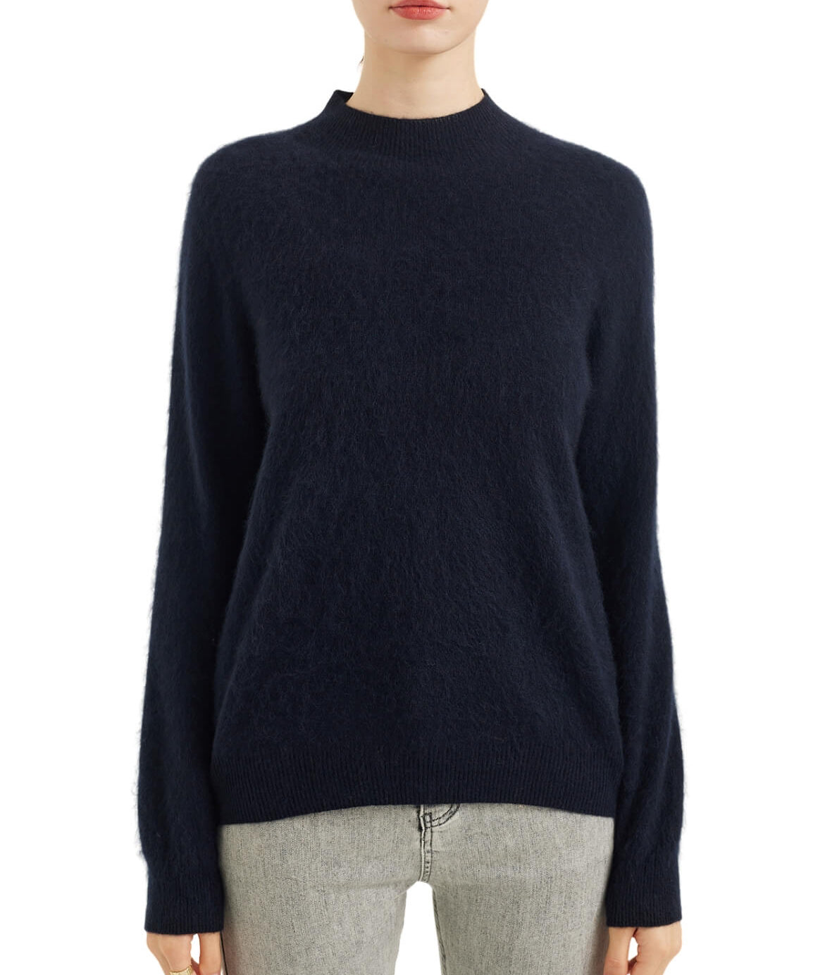 Chanyarn Women's 100% Merino Wool Luxury Soft Fall Winter Warm Long Sleeve Mock Neck Brushed Fuzzy Pullover Sweater