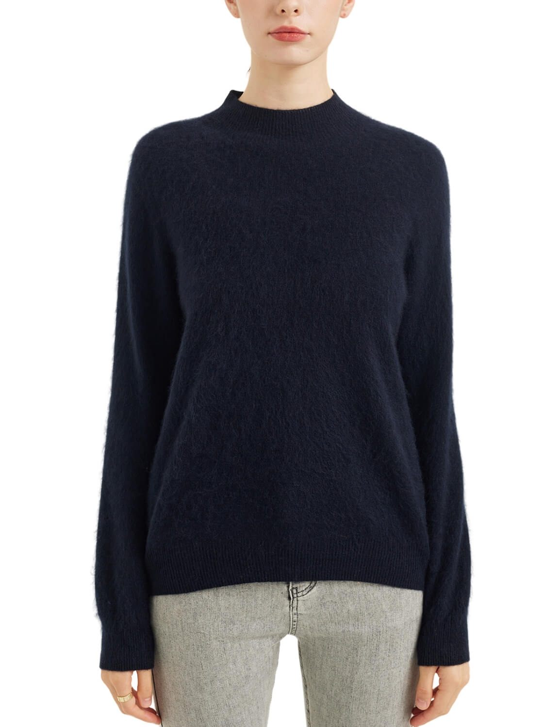 Chanyarn Women's 100% Merino Wool Luxury Soft Fall Winter Warm Long Sleeve Mock Neck Brushed Fuzzy Pullover Sweater