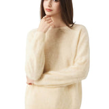 Suéter sem costura 100% lã Merino com gola redonda