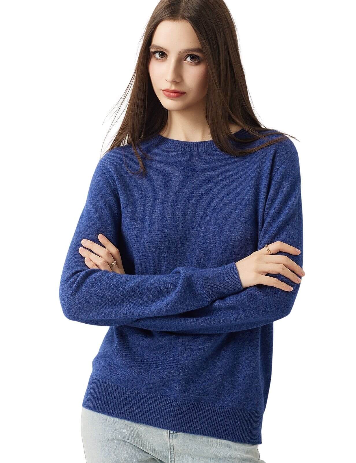 30% Cashmere 70% Merino Wool Seamless Crew Neck Sweater