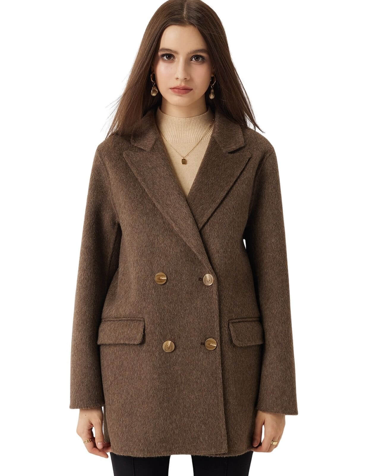100% Merino Wool Double Breasted Pea Coat