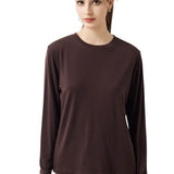 100% Merino Wool Crewneck Long Sleeve Knit Top