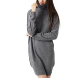 100% Merino Wool Turtleneck Knit Sweater Dress