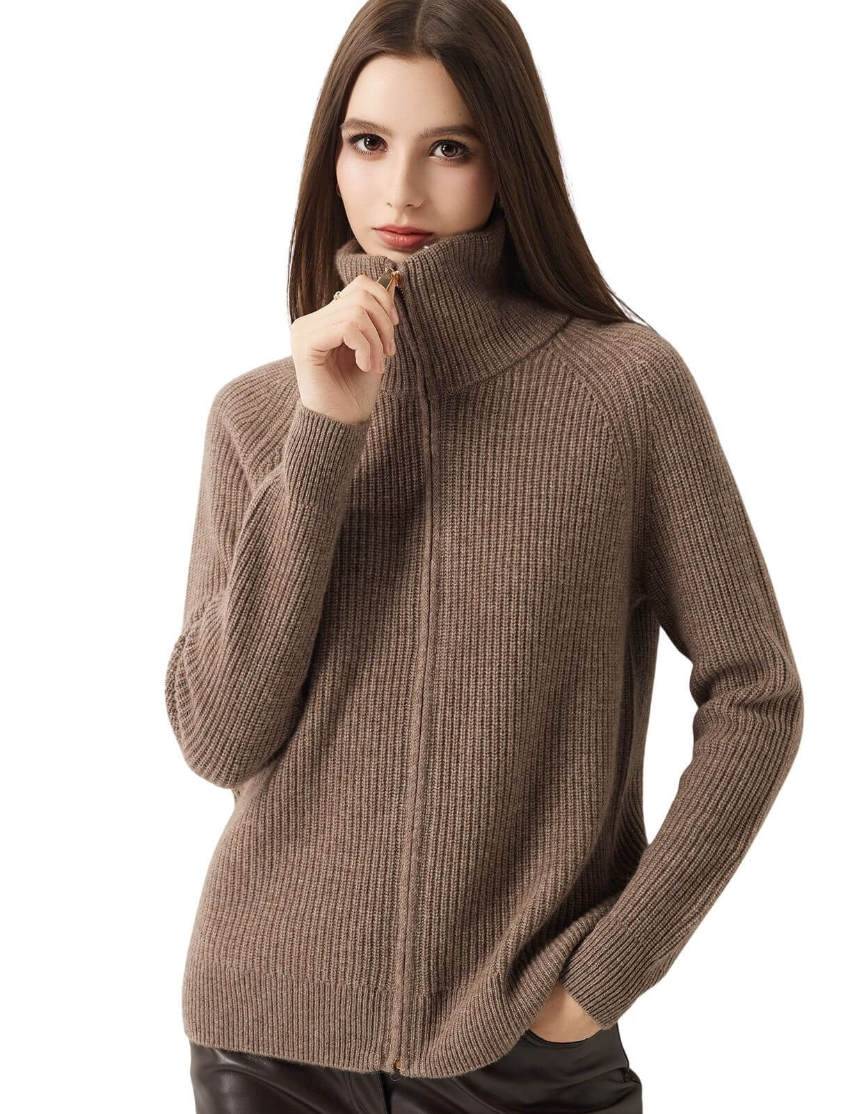30% Cashmere 70% Merino Wool Turtle Neck Cardigan