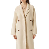 100% Merino Wool Double-Breasted Long Coat