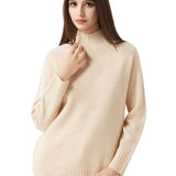 Pull à col montant sans couture 100 % laine mérinos