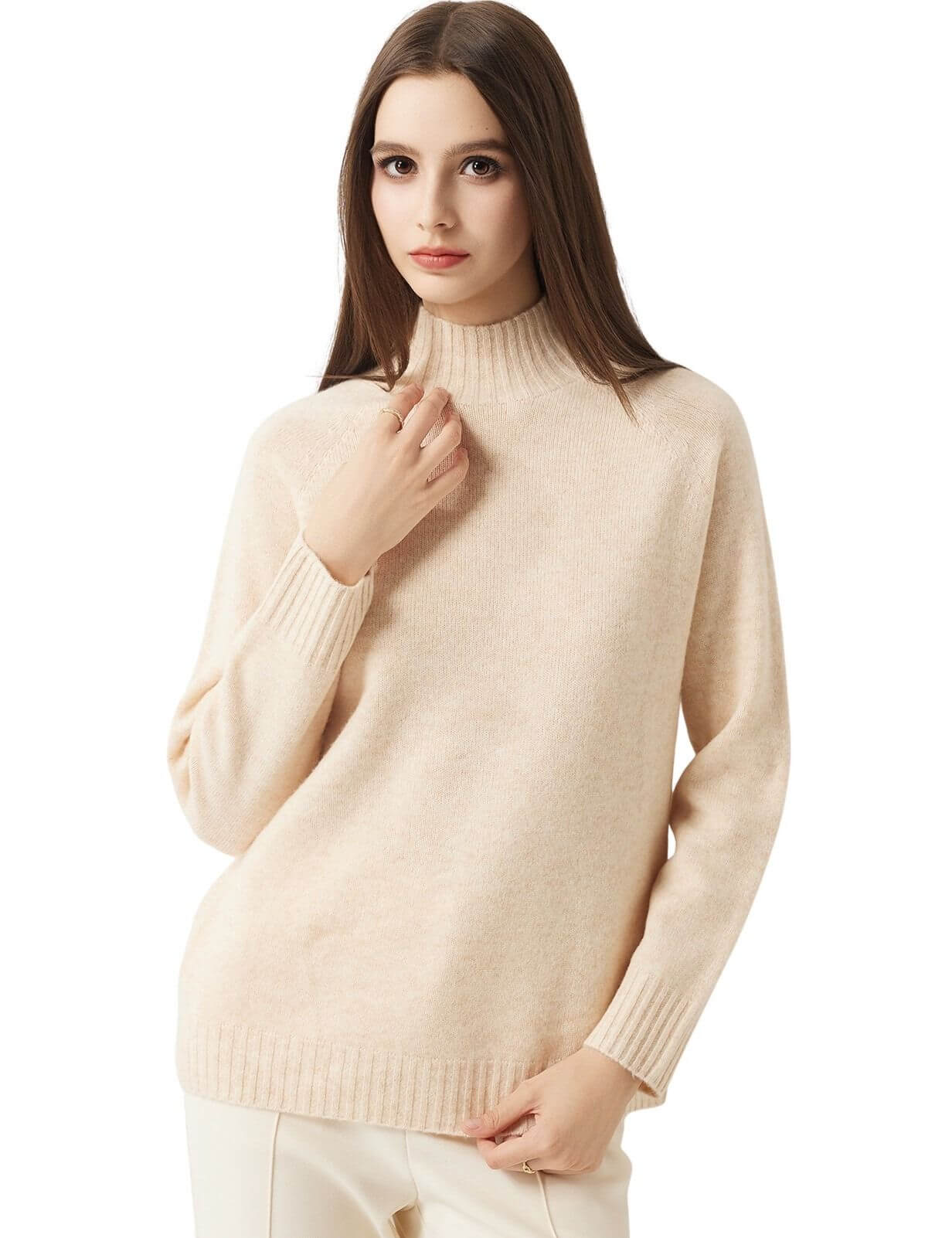100% Merino Wool Seamless Mock Neck Sweater