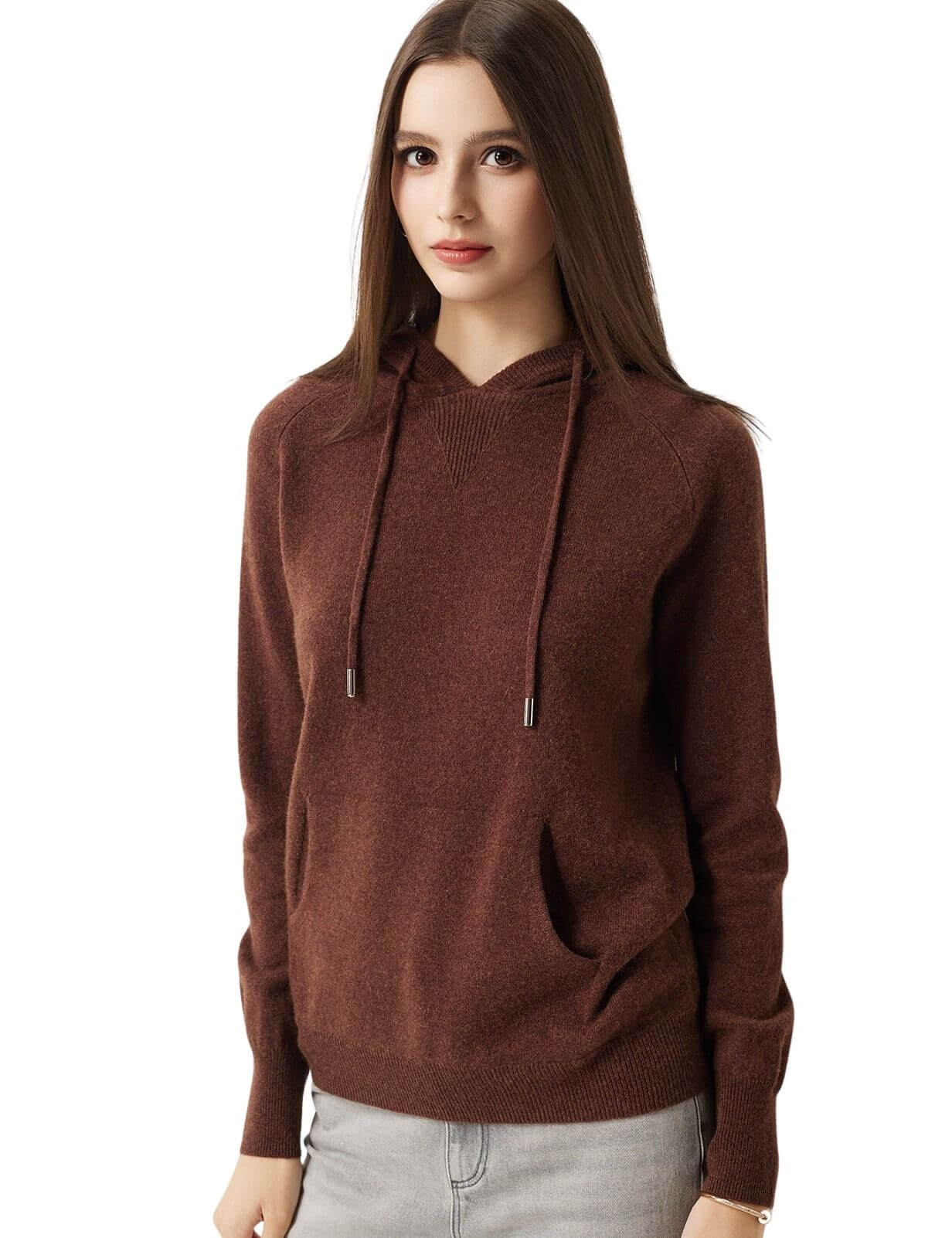 30% Cashmere 70% Merino Wool Hooded Knit Sweater