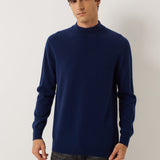 100% Cashmere Mock Neck Seamless Knit Sweater