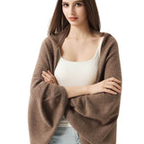 100% Merino Wool Knit Wrap Shawl with Sleeves