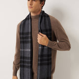 100% Cashmere Long Plaid Tassel Warm Knit Scarf