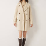 Double-Breasted 100% Merino Wool Mid Pea Coat