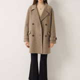 Double-Breasted 100% Merino Wool Mid Pea Coat