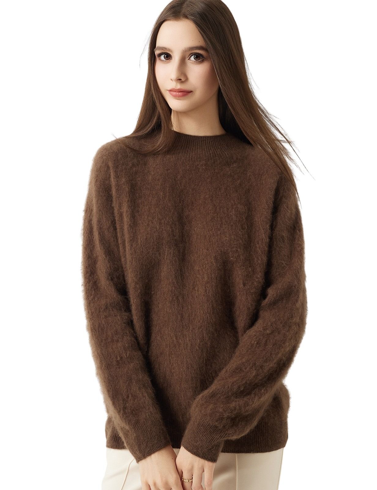 100% Merino Wool Seamless Mock Neck Sweater