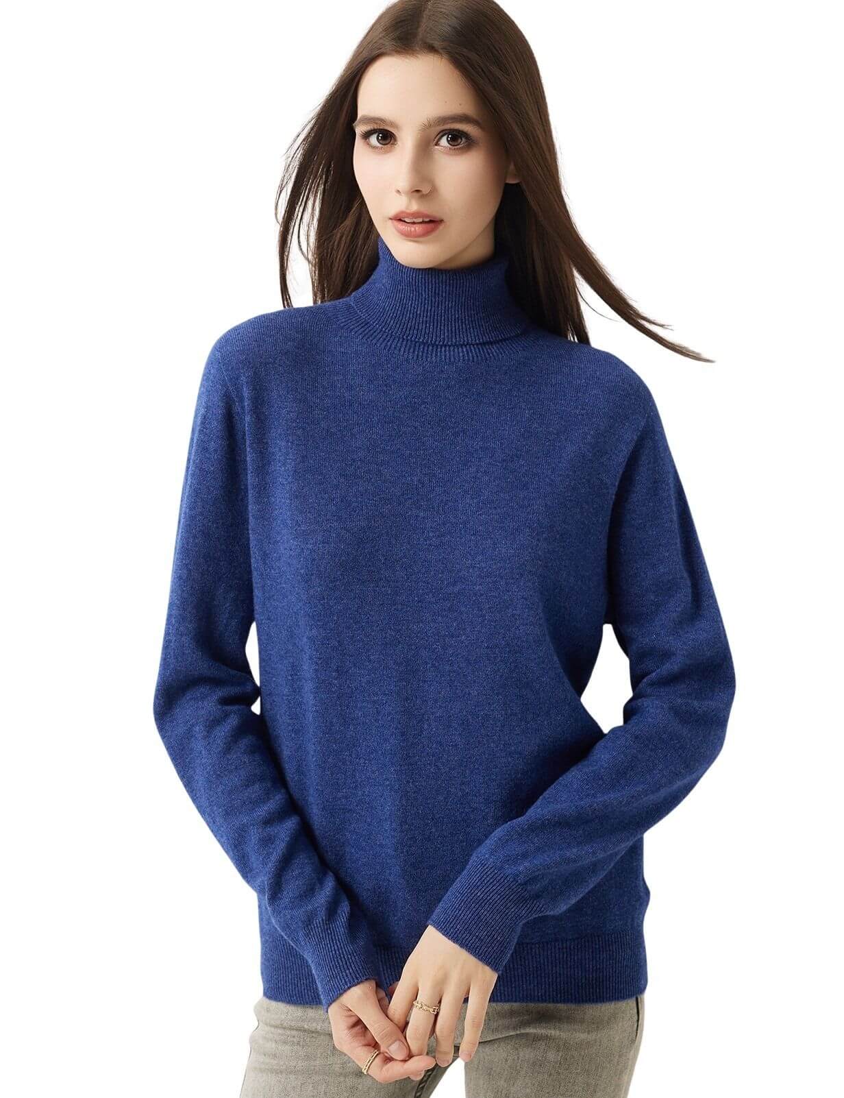 30% Cashmere 70% Merino Wool Seamless Turtleneck Sweater