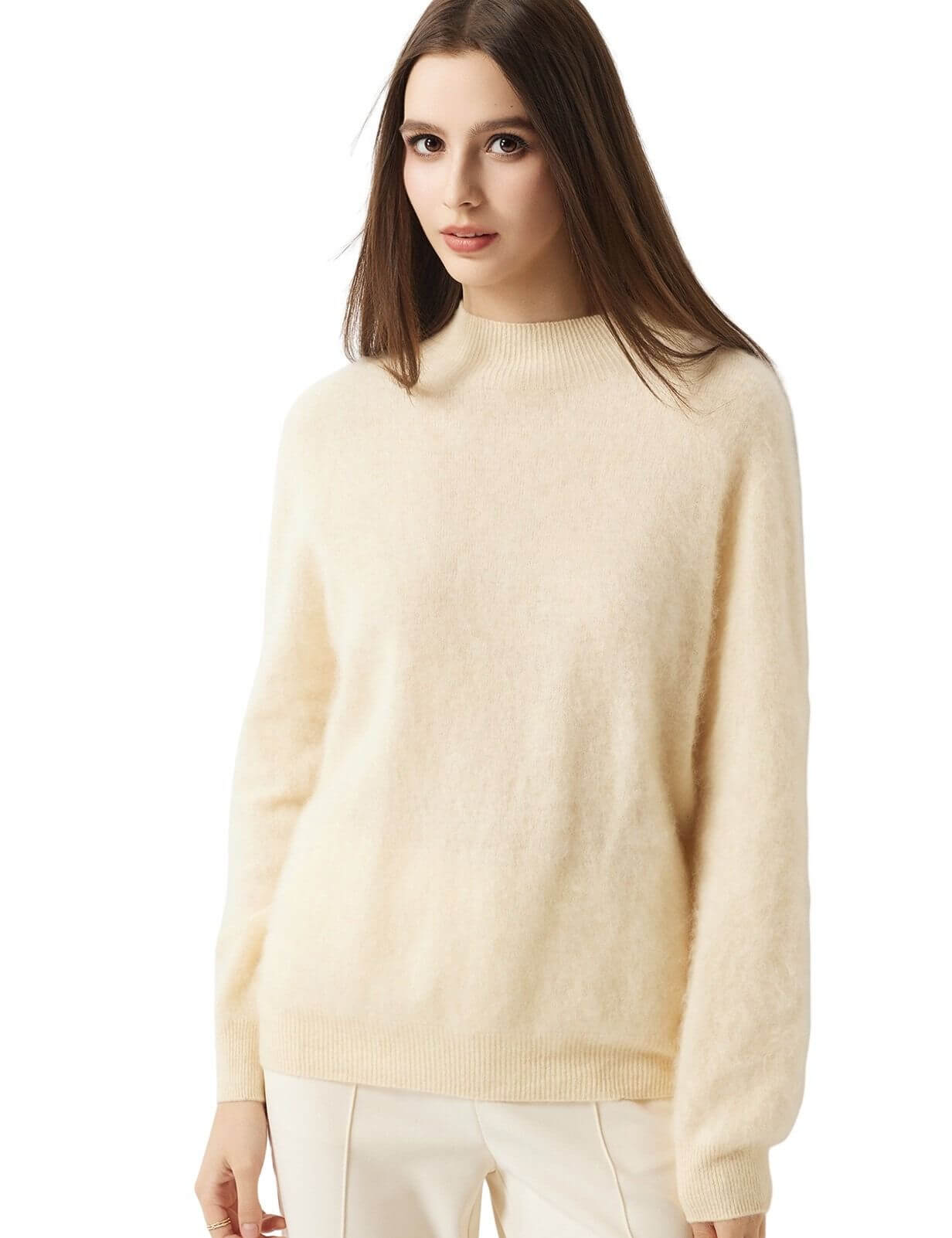 100% Merino Wool Seamless Mock Neck Sweater