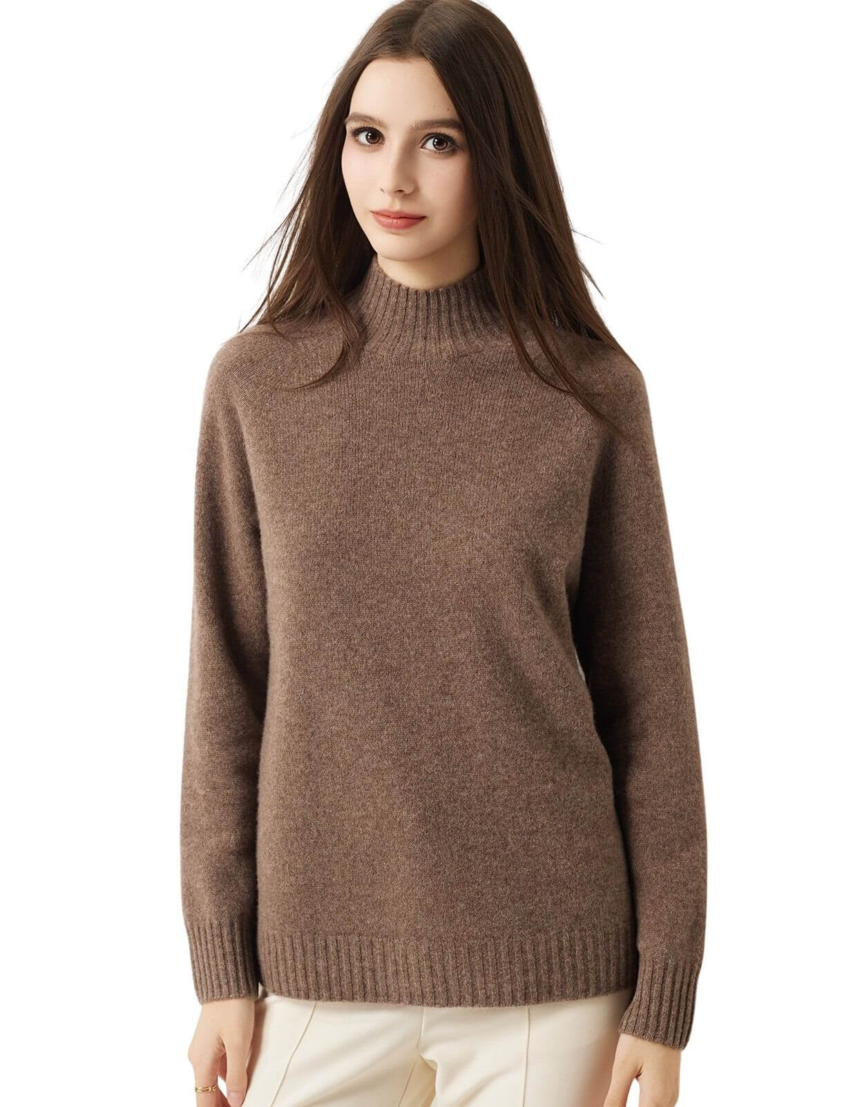 100% Merino Wool Seamless Mock Neck Sweater