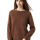 Suéter sem costura 100% lã Merino com gola redonda