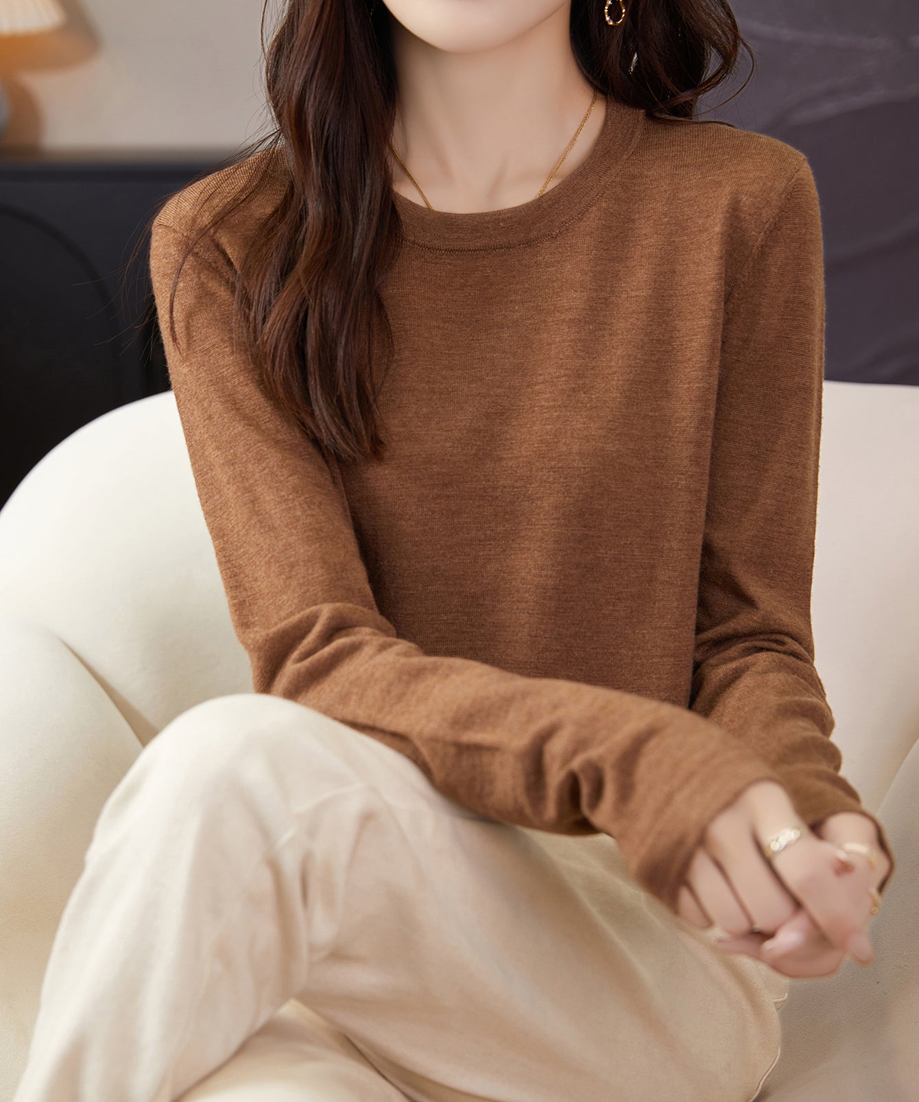 Women's 100% Merino Wool Base Layer Shirt Tops Crewneck Long Sleeve Travel Hiking Tee T Shirt Pullover Sweater