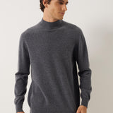 100% Cashmere Mock Neck Seamless Knit Sweater