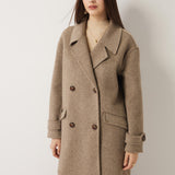 Double-Breasted 100% Merino Wool Mid Pea Coat