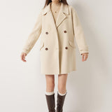 Double-Breasted 100% Merino Wool Mid Pea Coat
